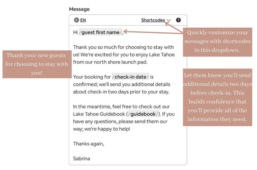 Scheduled Airbnb Messages with Examples