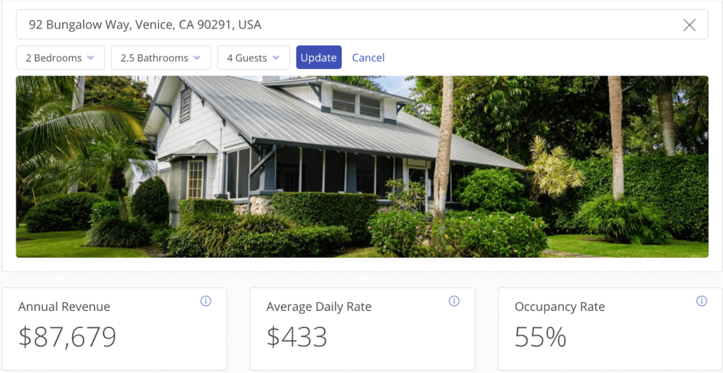 AirDNA Rentalizer Airbnb Revenue Forecast
